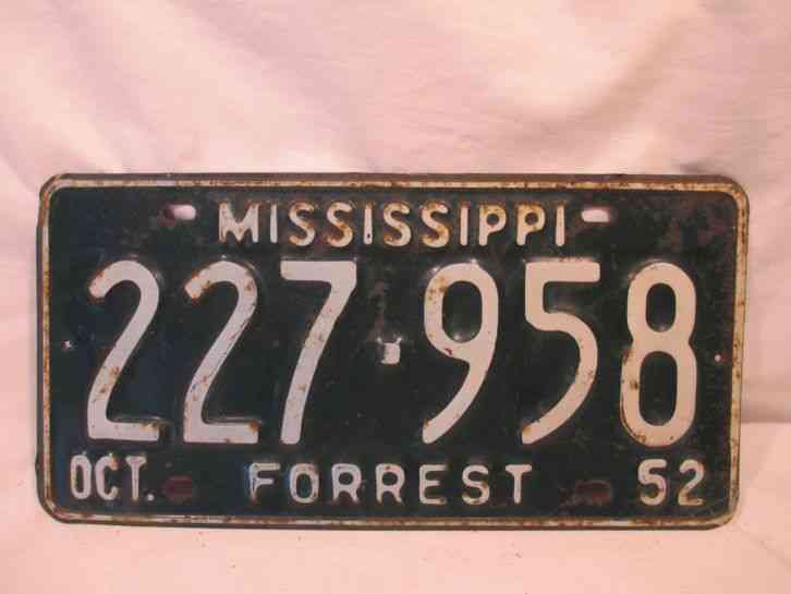 1952 MISSISSIPPI License Plate