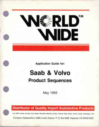 1993 World Wide Trading Co Auto Parts Application Catalog for Saab + Volvo