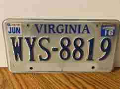 #318 2016 Virginia License Plate