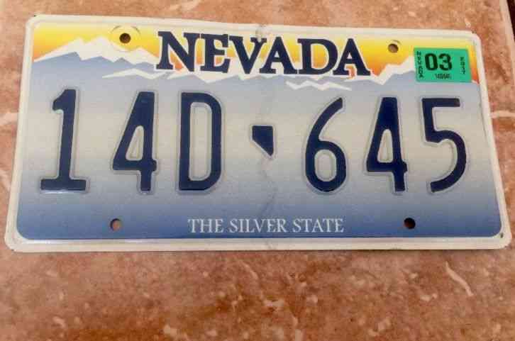 Nevada License Plate Embossed Raised Letters With Sticker