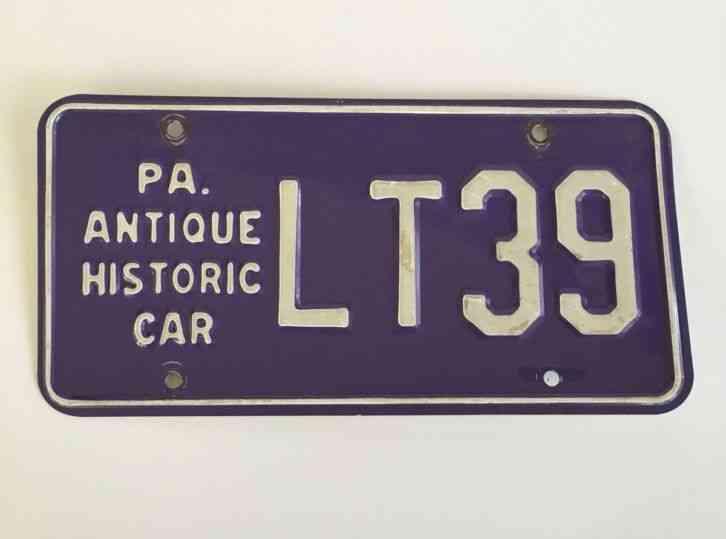 Pennsylvania PA Antique Historic Car Purple License Plate