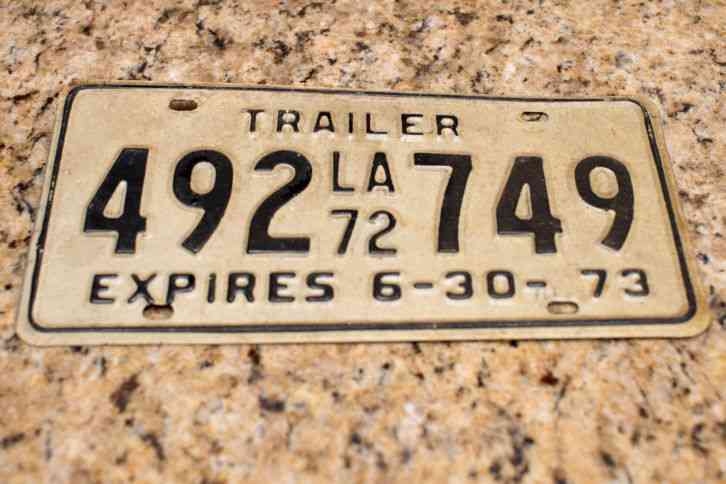 VINTAGE 1971 LOUISIANA TRAILER LICENSE PLATE TAG VEHICLE