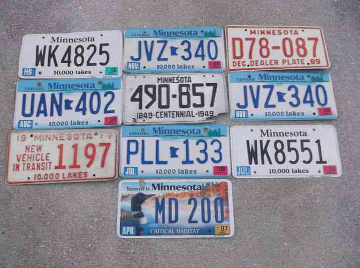 10 Minnesota real vehicle license plate for collecting or