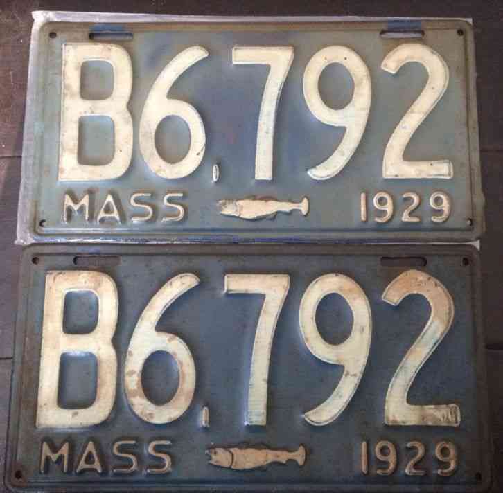 1929 Massachusetts Commercial License Plate Pair Cod Fish