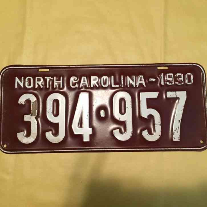 1930 North Carolina vintage license plate