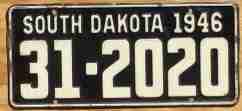1946 South Dakota License Plate Number Tag