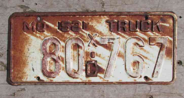 1952 MISSOURI LICENSE PLATE TRUCK MO ANTIQUE VINTAGE