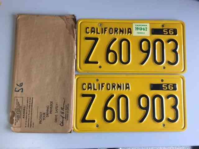 1956 62 Original California Commercial Yellow Plates