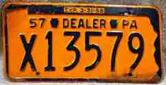 1957 Pennsylvania Dealer License Plate 57 PA DMV Clear
