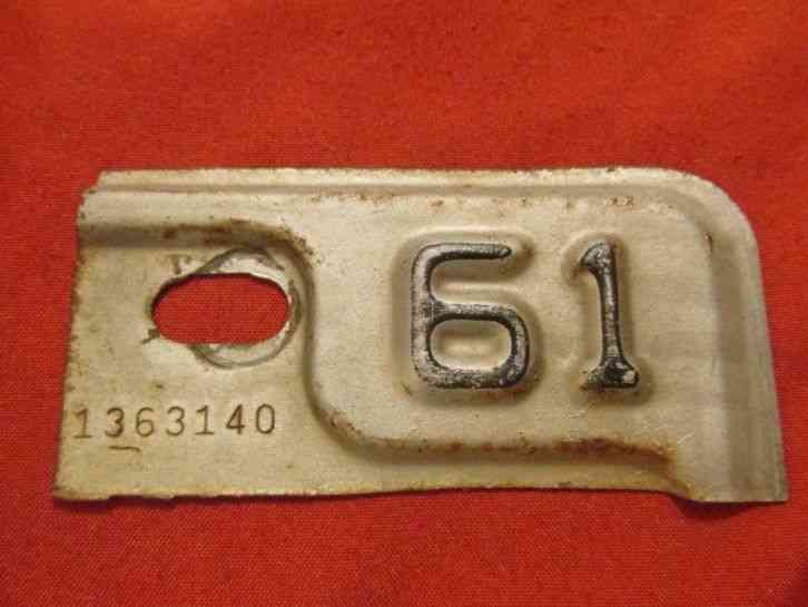 1961 Michigan License Plate Metal Tag Tab