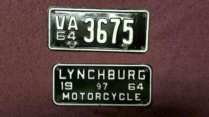 1964 Virginia motorcycle license plate, with 1964