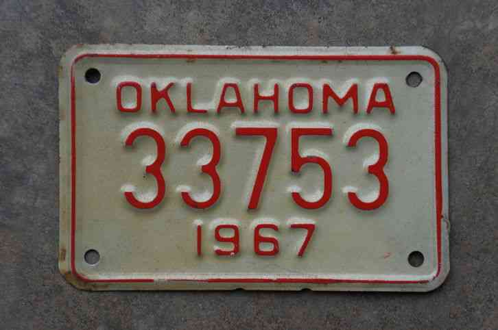 1967 Oklahoma Motorcycle License Plate