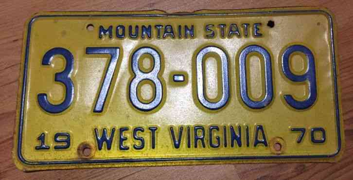 1970 West Virginia License Plate 378-009