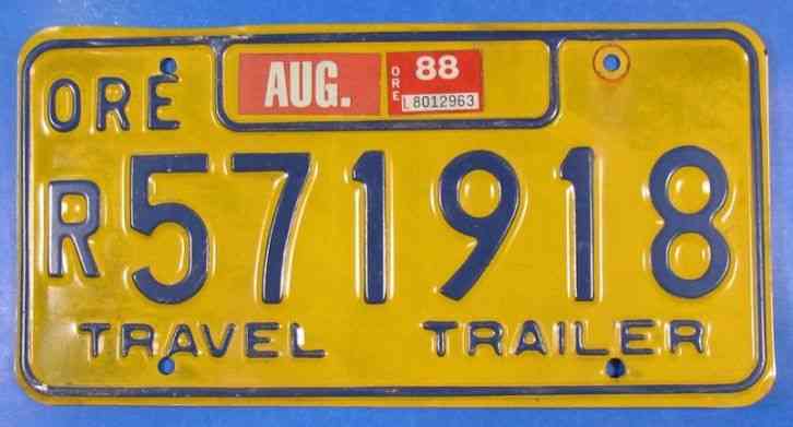 oregon travel trailer license plates