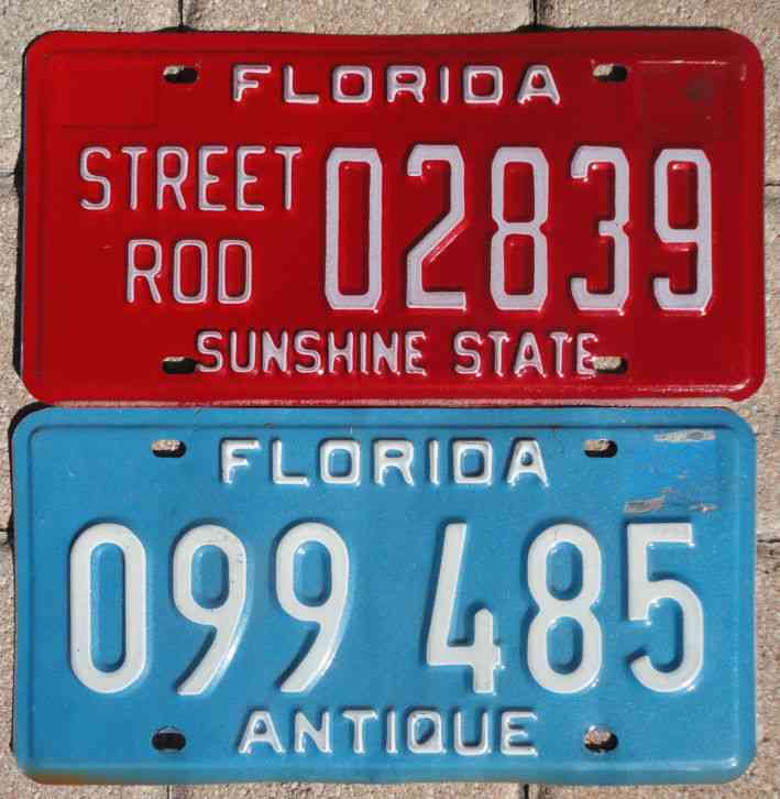 2 FLORIDA License Plates STREET ROD , ANTIQUE