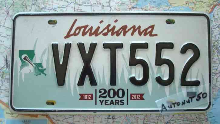 2012 Louisiana License Plate Vxt552