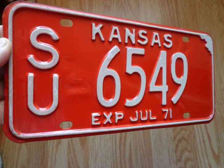 Antique 1971 Sumner Co KANSAS LICENSE PLATE # SU 6549