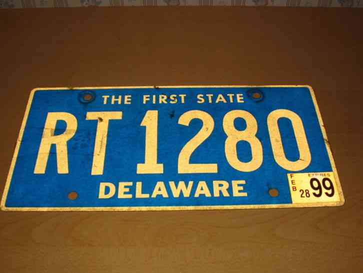 Delaware Trailer License Plate. . . RT1280 . . . Original