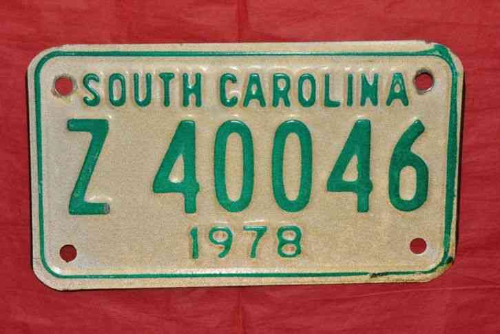 Fine 1978, 78 SOUTH CAROLINA, SC Motorcycle License Plate