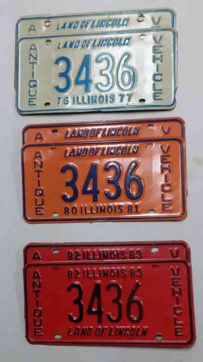 ILLINOIS LICENSE PLATE - ANTIQUE VEHICLE PAIR - SAME