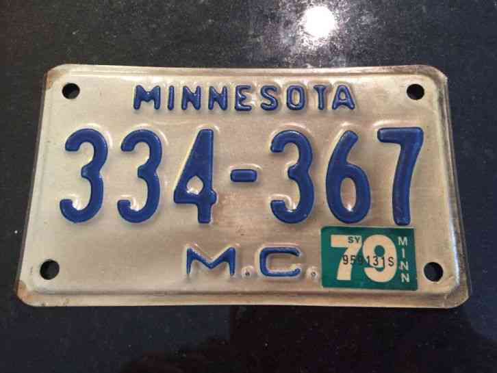 Minnesota Motorcycle License Plate Tag 1979