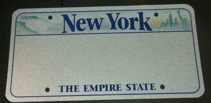 New York Sample Graphic License Plate Blank Prototype