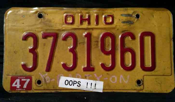 OHIO PARTY PLATES DUI OVI (Drunk Driver) License Plate