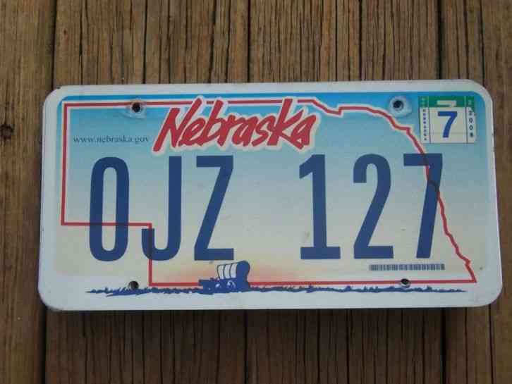 Ojz 127 = 2008 Nebraska Covered Wagon License Plate $4. 00