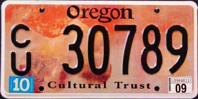 OREGON CULTURAL TRUST 2009 OR Graphic License Plate