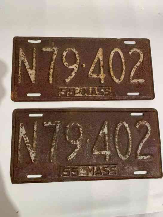 Pair Of 1955 Massachusetts Mass MA License Plates