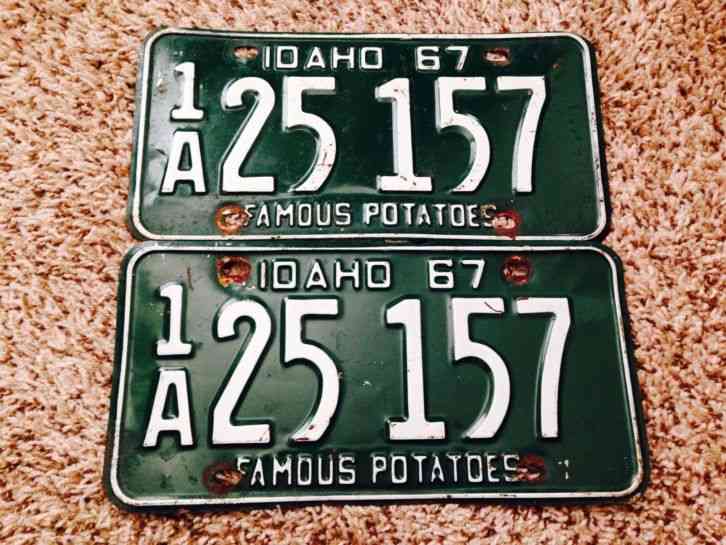 Pair Of Original 1967 Idaho License Plate Pair Ada County