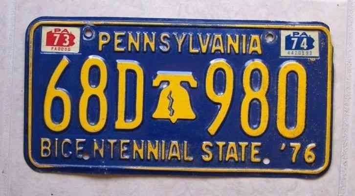 Pennsylvania Bicentennial License Plate/Tag w/liberty bell