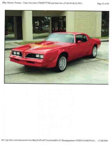 Pontiac Trans Am VIN- 2W87Z7H186110 (1977)