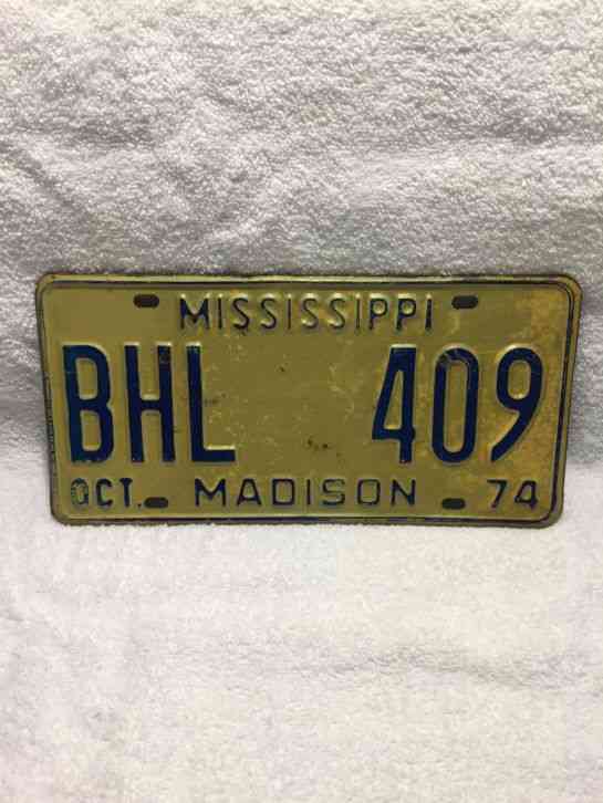 Rare 1974 Madison Mississippi Car/Truck License Plate Tag