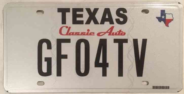 Texas CLASSIC AUTO License Plate Antique Historic Vintage