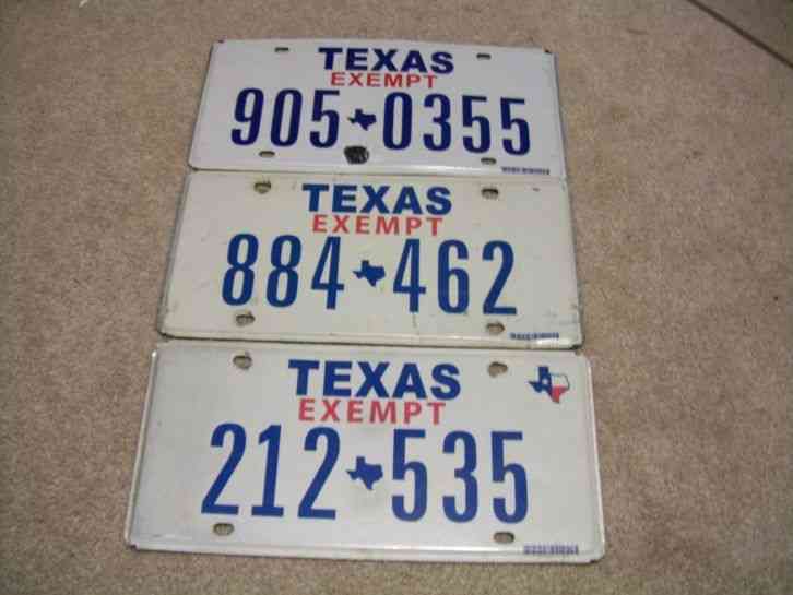 Texas License Plate Exempt Plates Lot Of 3 Variations