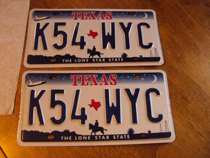 TEXAS LICENSE PLATES #K54 WYC NOS, UNISSUED