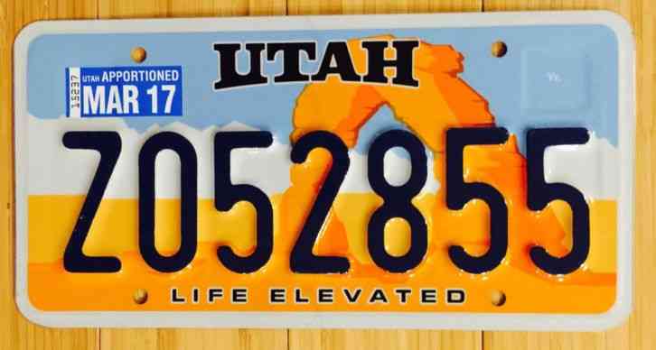Utah License Plate Z 052855 Near Mint