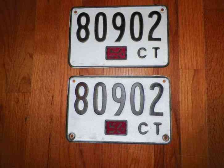 Vintage 1956 CONNECTICUT CT LICENSE PLATE PAIR 2 Plates