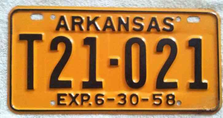 VINTAGE 1958 ARKANSAS LICENSE PLATE AUTO CAR TAG FREE