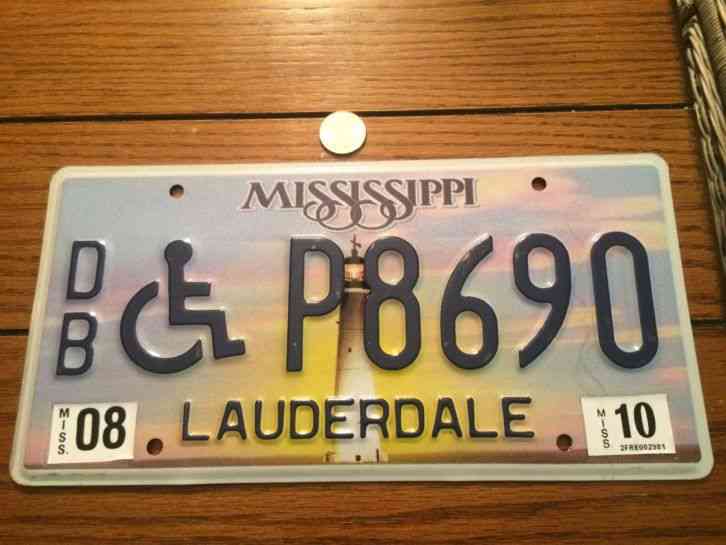 Vintage License Plate Mississippi Handicapped Lauderdale