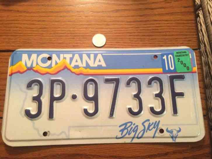 Vintage License Plate Tag Montana MT 3P-9733F Big Sky