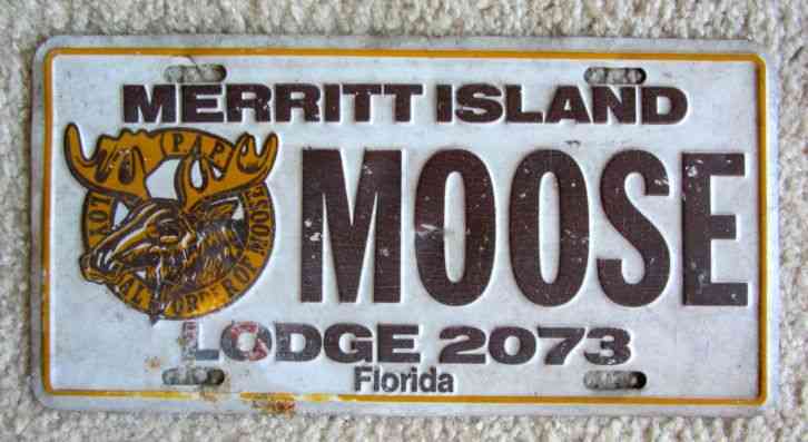 Vtg Merritt Island MOOSE LODGE 2073 Florida License Plate